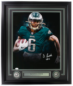 DeVonta Smith First Touchdown Philadelphia Eagles Autographed 16 x 20  Framed Football Photo - Dynasty Sports & Framing