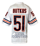 Dick Butkus Chicago Signed White Stat Football Jersey HOF 79 JSA - Sports Integrity