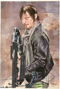 Daryl Dixon 13x19 The Walking Dead Lithograph Signed by Tony Santiago - Sports Integrity