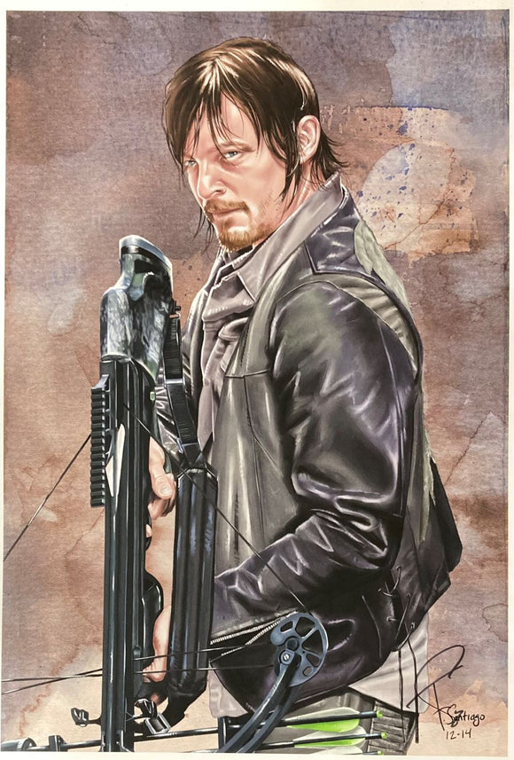 Daryl Dixon 13x19 The Walking Dead Lithograph Signed by Tony Santiago