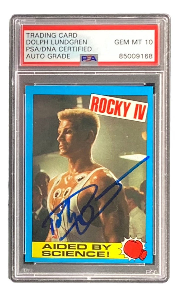 Dolph Lundgren Signed Ivan Drago 1985 Topps #34 Trading Card PSA/DNA Gem MT 10 - Sports Integrity