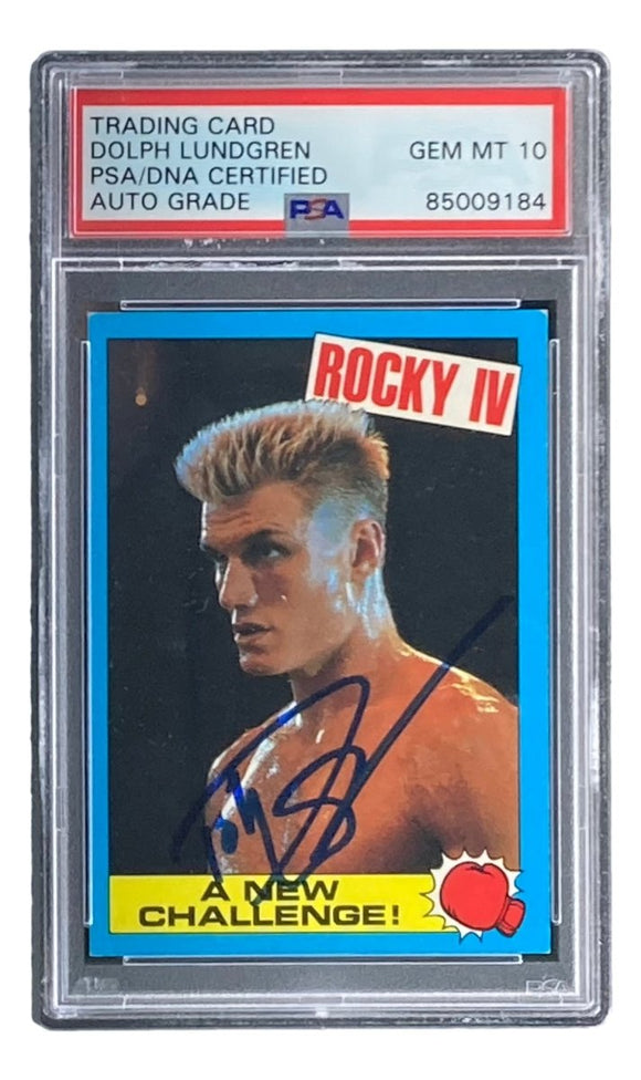 Dolph Lundgren Signed Ivan Drago 1985 Topps #9 Trading Card PSA/DNA Gem MT 10 - Sports Integrity