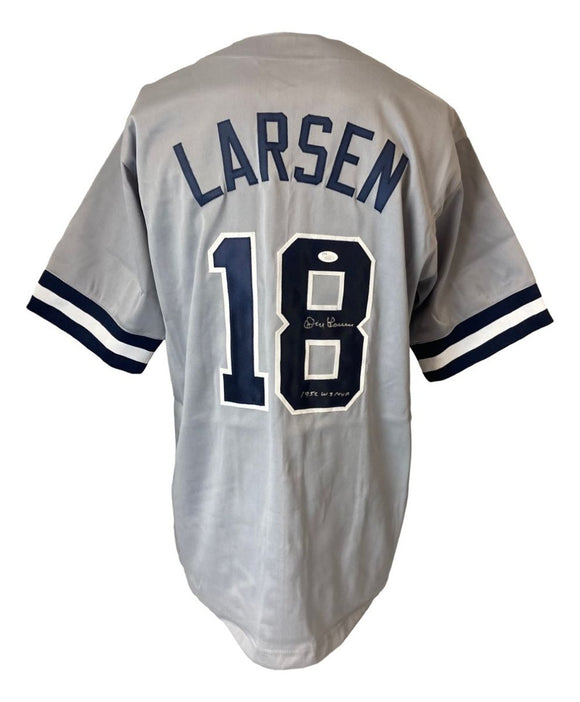 Don Larsen New York Signed Gray Baseball Jersey 1956 WS MVP Inscribed JSA - Sports Integrity