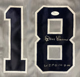 Don Larsen New York Signed Gray Baseball Jersey WS PG 10-8-56 Inscribed JSA