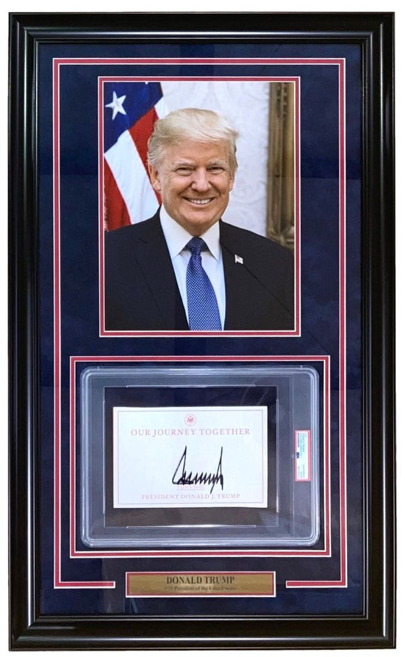 President Donald Trump USA Signed Framed Large Cut w/ 11x14 Photo PSA/DNA - Sports Integrity