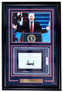 President Donald Trump Signed Framed Insert w/ 11x14 Inauguration Photo PSA - Sports Integrity