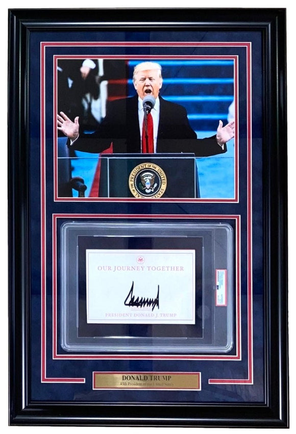 President Donald Trump Signed Framed Insert w/ 11x14 Inauguration Photo PSA - Sports Integrity