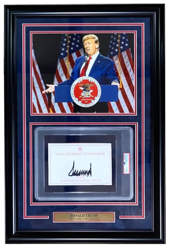 President Donald Trump Signed Framed Insert w/ 11x14 NRA Photo PSA - Sports Integrity