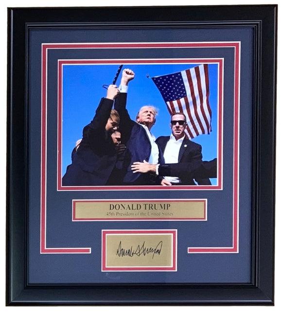 Donald Trump Framed 8x10 Assassination Attempt Photo w/ Laser Engraved Signature