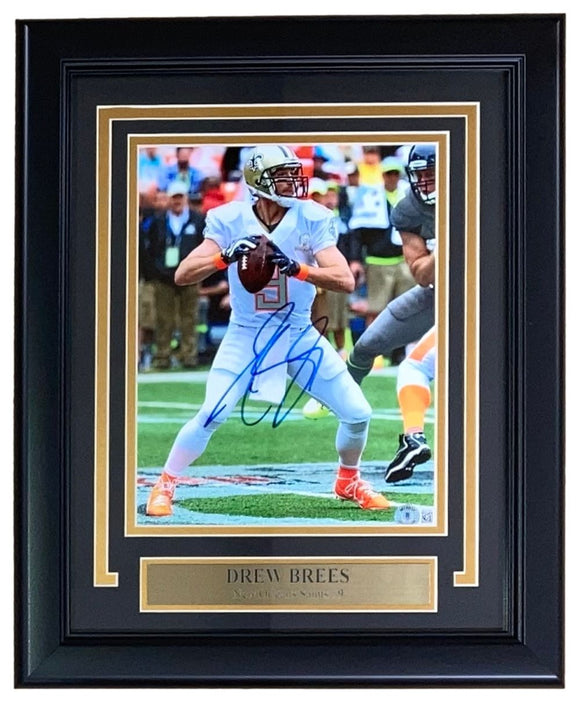 Drew Brees Signed Framed 8x10 New Orleans Saints Photo BAS