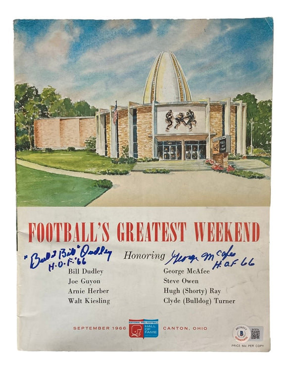 Bill Dudley George McAfee Signed 1966 Pro Football Hall of Fame Program HOF BAS - Sports Integrity