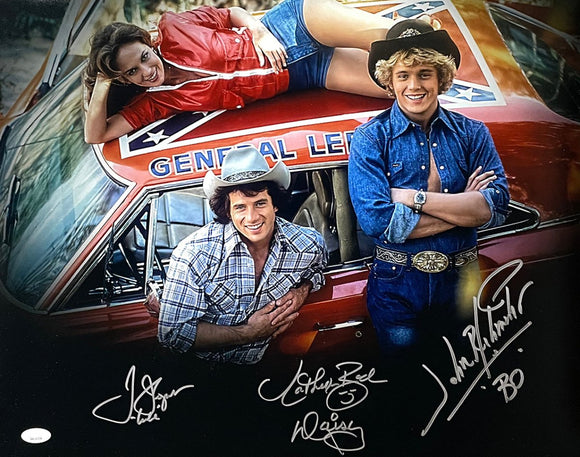 Schneider Wopat Bach Signed 16x20 Dukes of Hazzard General Lee Photo JSA - Sports Integrity