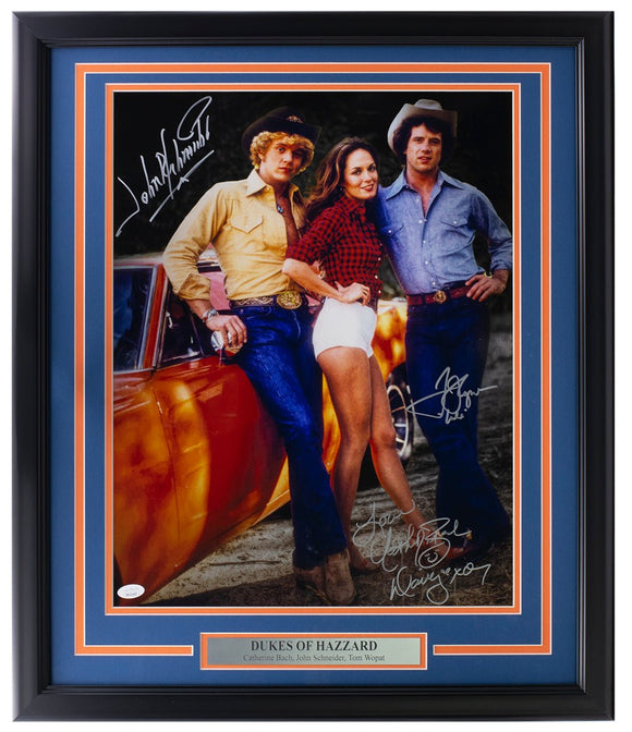 Schneider Wopat Bach Signed Framed 16x20 Dukes of Hazzard Photo JSA - Sports Integrity