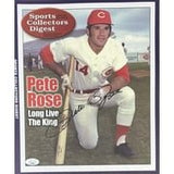 Pete Rose Signed In Black 11x14 Cincinnati Reds Sports Digest Cover Photo JSA - Sports Integrity