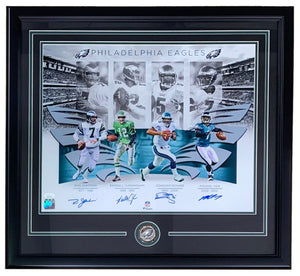 Vick McNabb Jaworski Cunningham Signed 16x20 Eagles QB Legends Collage Photo JSA - Sports Integrity