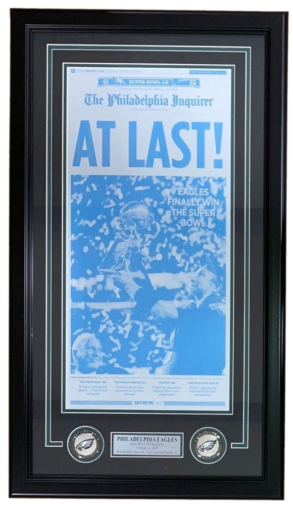 Philadelphia Eagles Framed SB 52 Champions Inquirer Cover Replica Press Plate - Sports Integrity