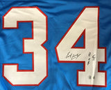 Earl Campbell Houston Signed Light Blue Football Jersey HOF 91 Inscribed BAS ITP - Sports Integrity