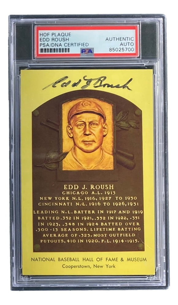 Edd Roush Signed 4x6 Chicago White Sox HOF Plaque Card PSA/DNA 85025700 - Sports Integrity