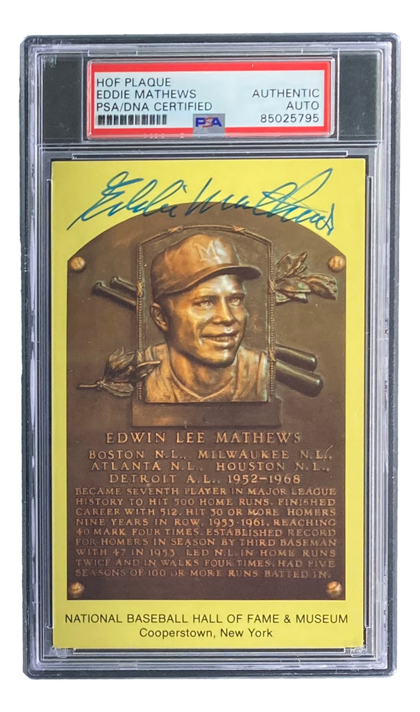 Eddie Mathews Signed 4x6 Milwaukee Braves HOF Plaque Card PSA/DNA 8502 –  Sports Integrity