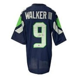 Kenneth Walker III Signed Custom Navy Pro - Style Football Jersey BAS - Sports Integrity