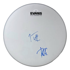 Joe Elliott Phil Collen Def Leppard Signed 15" Flt White Evans Drum Head JSA ITP - Sports Integrity