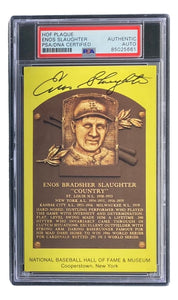 Enos Slaughter Signed In Black 4x6 St Louis Cardinals HOF Plaque Card PSA/DNA/DNA - Sports Integrity