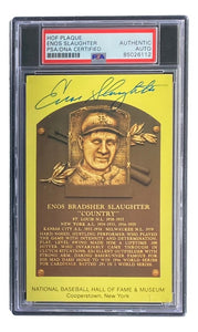 Enos Slaughter Signed 4x6 St Louis Cardinals HOF Plaque Card PSA/DNA/DNA - Sports Integrity