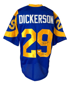 Eric Dickerson Los Angeles Signed Blue Football Jersey HOF 99 JSA - Sports Integrity