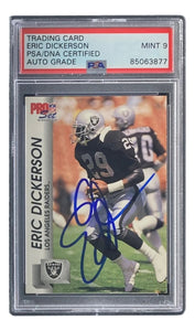 Eric Dickerson Signed 1992 Pro Set #537 Raiders Trading Card PSA/DNA Mint 9 - Sports Integrity