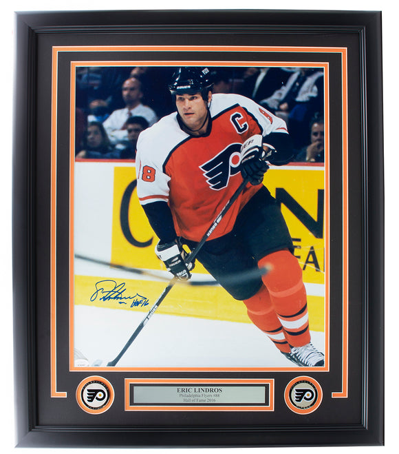 Autographed/Signed John LeClair Philadelphia Orange Hockey Jersey Beckett  BAS COA - Hall of Fame Sports Memorabilia