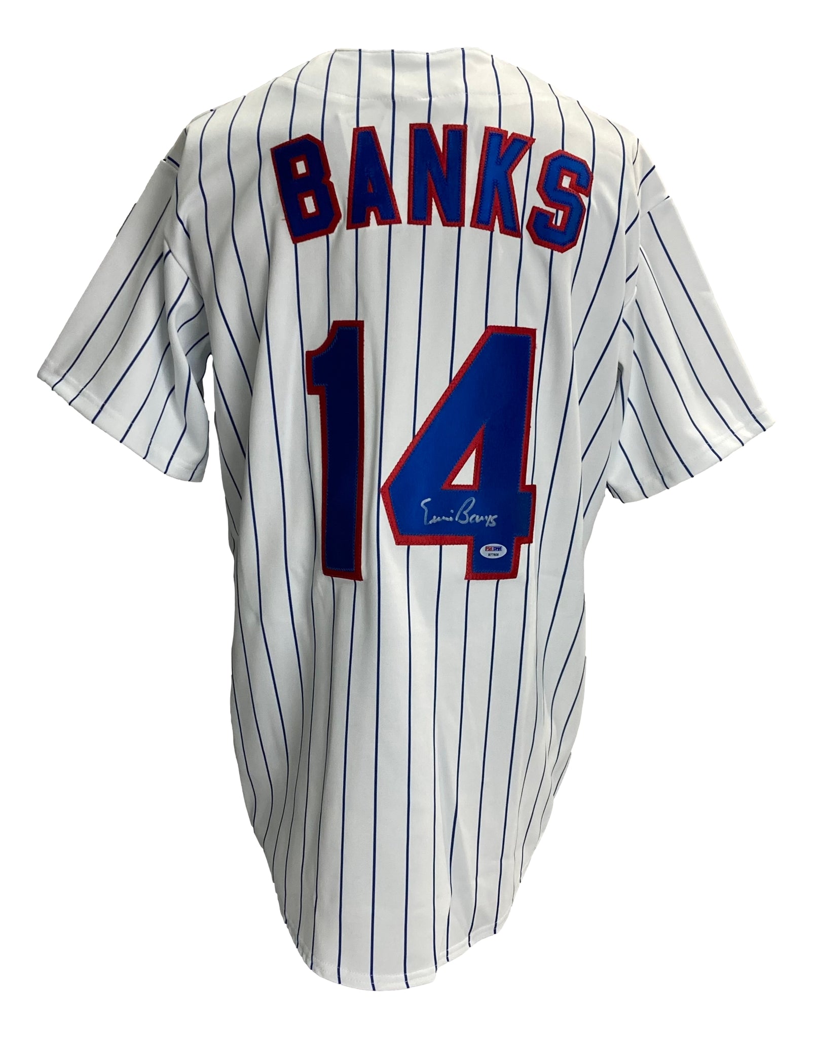 Men's Majestic Chicago Cubs #14 Ernie Banks Authentic Royal Blue Team Logo  Fashion Cool Base MLB