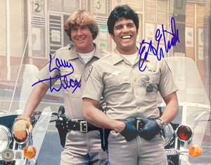 Erik Estrada Larry Wilcox Signed 8x10 CHIPS Laughing Photo BAS ITP - Sports Integrity