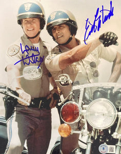 Erik Estrada Larry Wilcox Signed 8x10 CHIPS Motorcycle Photo BAS ITP - Sports Integrity