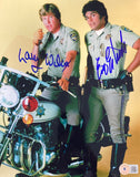 Erik Estrada Larry Wilcox Signed 8x10 CHIPS Yellow Background Photo BAS ITP Sports Integrity