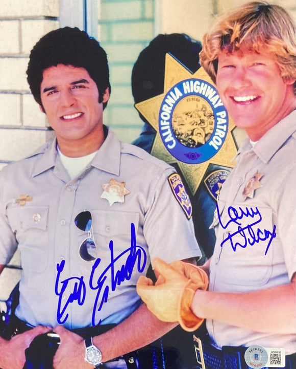 Erik Estrada Larry Wilcox Signed 8x10 CHIPS Photo BAS ITP - Sports Integrity