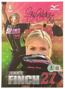 Jennie Finch Signed 4x6 Mizuno Softball Card USA Inscribed BAS