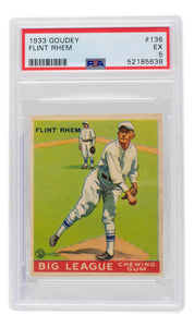 Flint Rhem 1933 Goudey Philadelphia Phillies Baseball Card #136 PSA EX 5