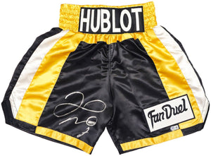 Floyd Mayweather Jr Signed Black Hublot Boxing Trunks BAS ITP - Sports Integrity