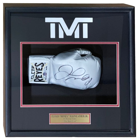 Floyd Mayweather Jr Signed Silver Cleto Reyes RH Boxing Glove Shadowbox BAS ITP - Sports Integrity