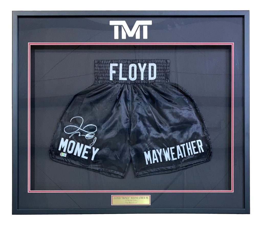 Floyd Mayweather Jr. Signed The Money Team Hulbot Boxing Trunks