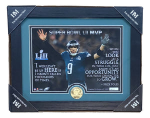 Nick Foles Framed 8x10 Philadelphia Eagles Photo w/ Highland Mint Coin - Sports Integrity