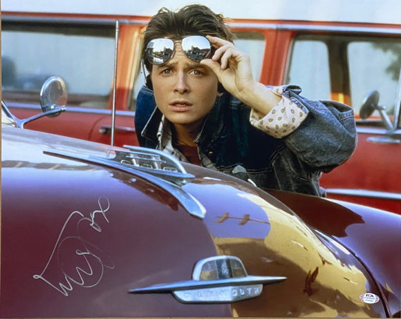 Michael J. Fox Signed 16x20 Back to the Future Sunglasses Photo PSA Holo - Sports Integrity