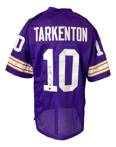 Fran Tarkenton Minnesota Signed Purple Football Jersey BAS