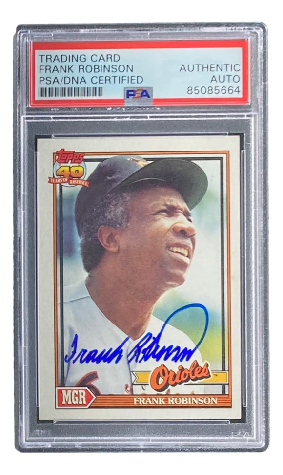 Frank Robinson Signed 1991 Topps #639 Baltimore Orioles Trading Card PSA/DNA - Sports Integrity