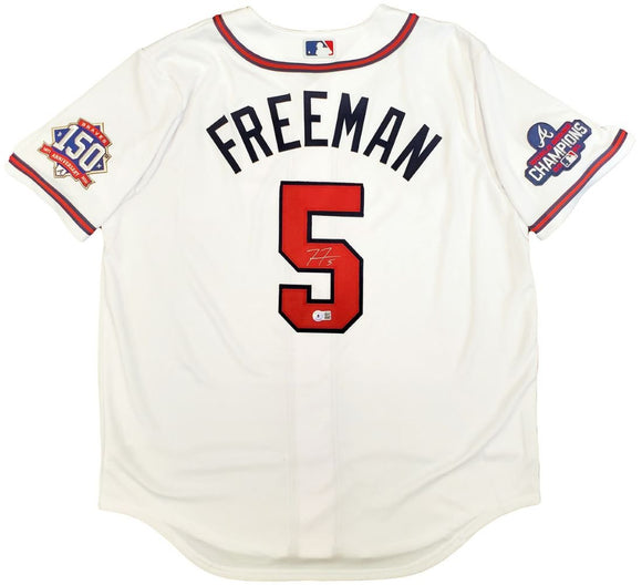 Freddie Freeman Signed Atlanta Braves Nike Jersey w/ 2021 World Series Patch BAS - Sports Integrity