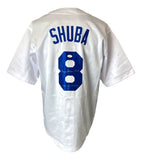 George Shuba Los Angeles Signed White Baseball Jersey 1955 WS Champs JSA Holo