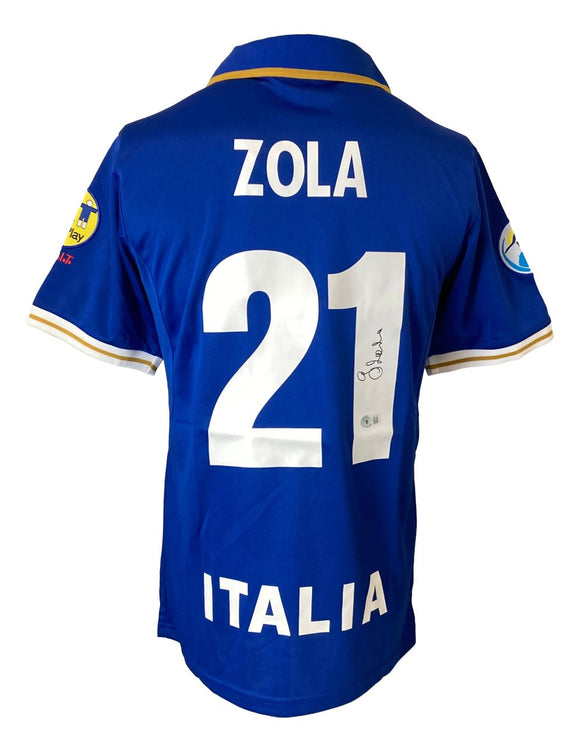 Gianfranco Zola Signed Italy Nike Soccer Jersey BAS