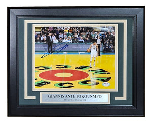 Giannis Antetokounmpo Signed Framed 8x10 Milwaukee Bucks Photo PSA Hologram - Sports Integrity