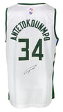 Giannis Antetokounmpo Signed White Swingman Bucks Jersey BAS ITP - Sports Integrity