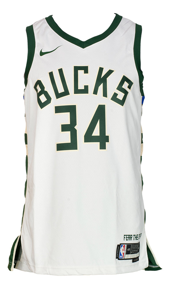 Autographed Milwaukee Bucks Giannis Antetokounmpo Fanatics Authentic Nike  White MVP Swingman Jersey